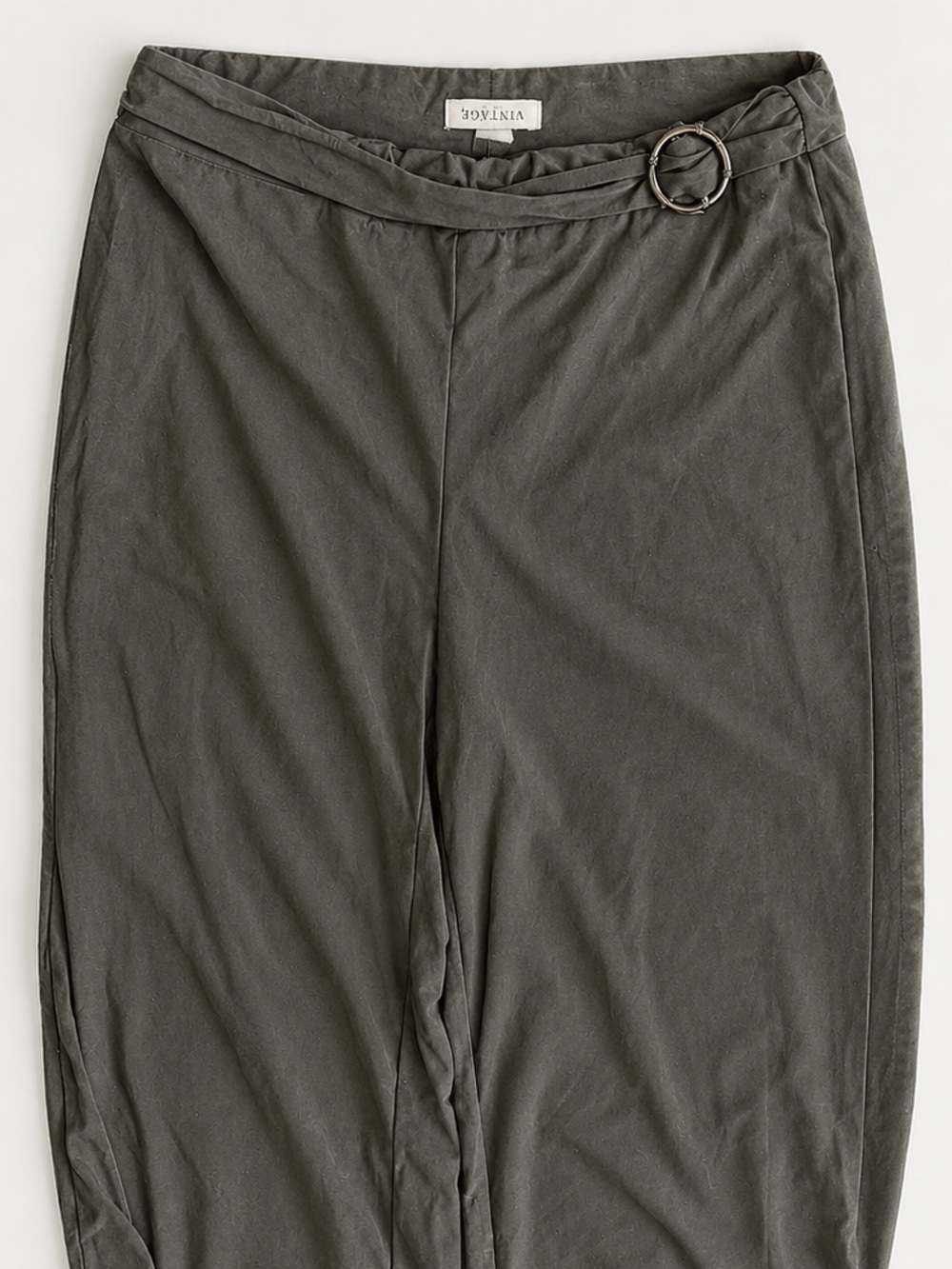 White House Black Market Olive Black Wide-Leg Capris Pants with Buckle Waist